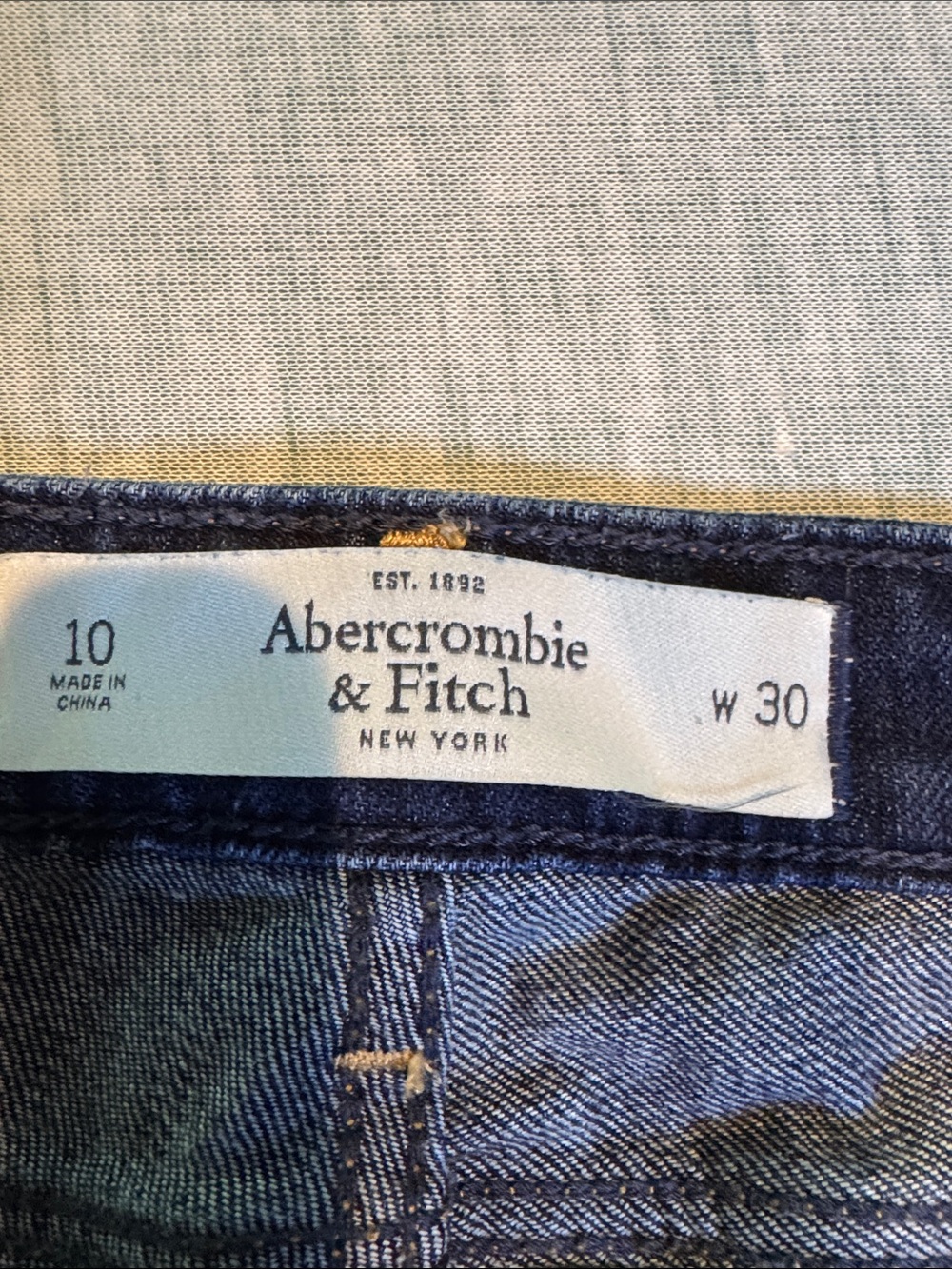 Abercrombie & Fitch Dark Blue Straight Leg Jeans with Gold Floral Embroidery - Picture 2 of 10